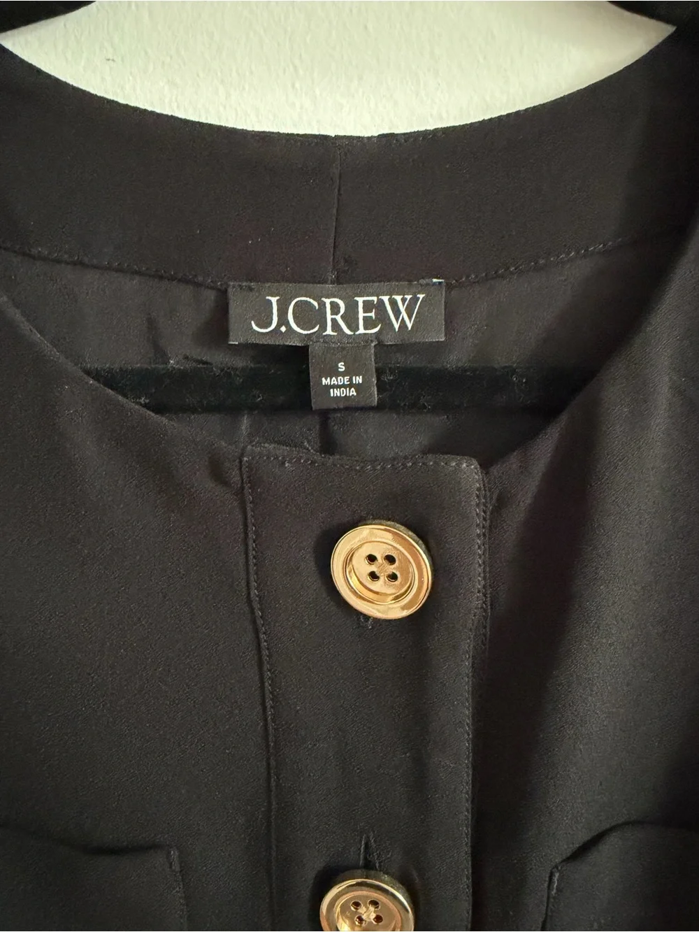 J.Crew black button-front shift dress